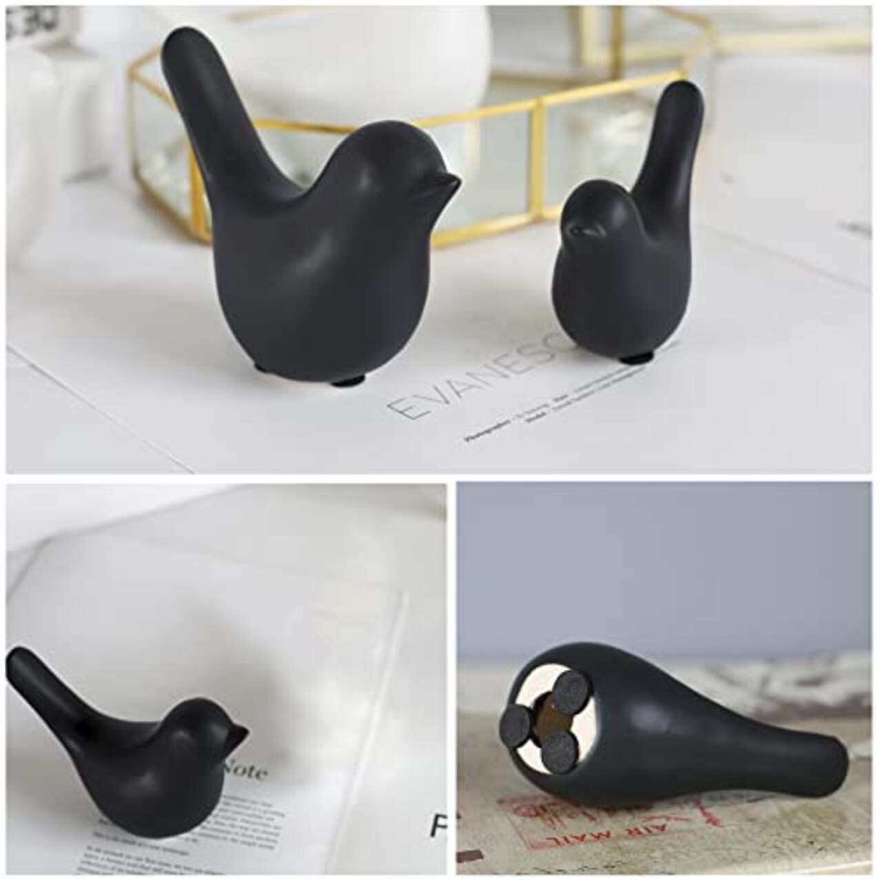 Small Animal Statues Home Decor Modern Style Black Decorative Ornaments for Living Room, Bedroom, Office Desktop, Cabinets…